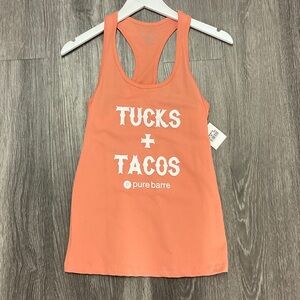 Pure Barre Coral Tank Top “Tucks + Tacos”